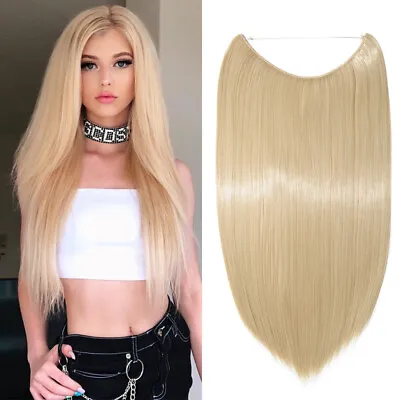 $2.99 • Buy 20  Wire In Hair Extensions Invisible One Piece Thick Soft Blonde Real As Human