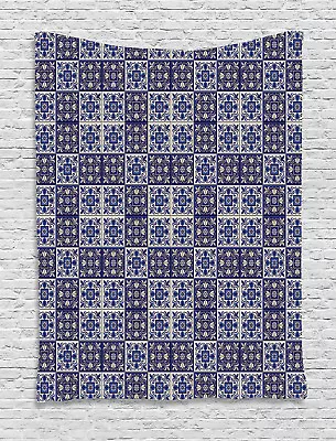 Moroccan Tapestry Squares Azulejo Tiles Print Wall Hanging Decor • $32.99