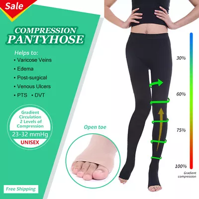 Women Compression Pantyhose Hose Stockings Helps Relieve Varicose Veins Tights • £32.60