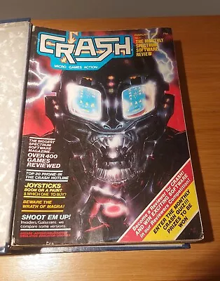 Vintage Crash Spectrum Monthly Magazines Issues 1-10 In Official Binder 1984 • £150