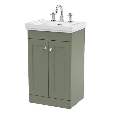 Nuie Classique 500mm Basin Vanity Unit Green 3 Tap Hole Traditional Bathroom • £259.95