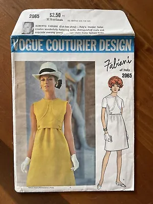 VOGUE Couturier DESIGN Fabiani 2065 Vintage 1960s DRESS Sewing Pattern Sz 12 UC • $42