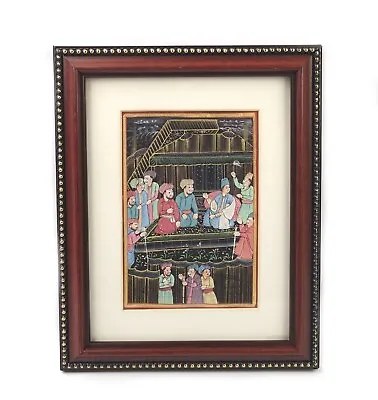 Vintage Miniature Court Scene Indo Mughal Persian Painting • $47