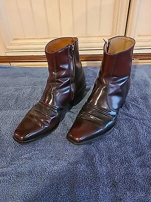 VTG Roebuck  Leather Side Zip  Ankle Boots Mens Sz 10 D • $24.95