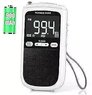  Portable AM FM Radio Walkman Transistor Battery Radio With Rechargeable White • $34.04