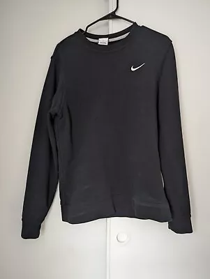 Nike Crewneck Sweatshirt Men Size L Black Swoosh Logo Pullover Vintage Style • $25