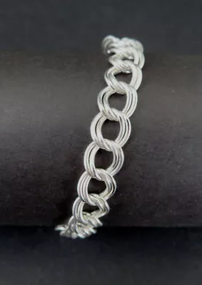 Bracelet Silver Double Link Chain Italy Sterling Silver 925 Charm Bracelet 6.75  • $29.25