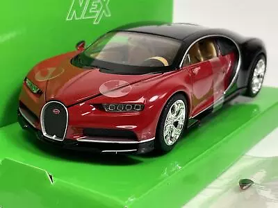 Bugatti Chiron Red Black 1:24 Scale Welly 24077RD B12 • £16.99