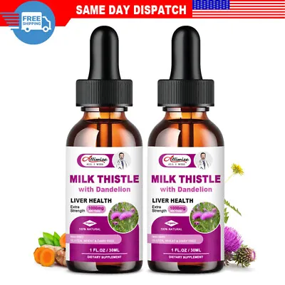 2 Bottles Milk Thistle Liquid DropDandelion RootLiver Cleanse Immune Support • $19.99