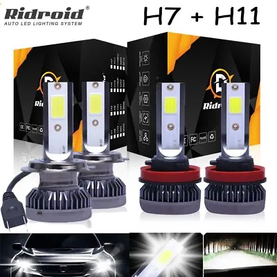 Combo H11 H7 LED Headlight Bulb Kit High Low Beam Super Bright 6000K Xenon White • $15.99