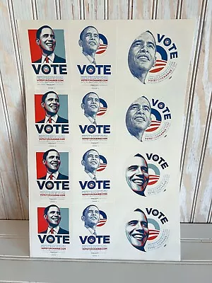 Barack Obama Biden Shepard Fairly VOTE For Change Sticker Sheet • $139.99