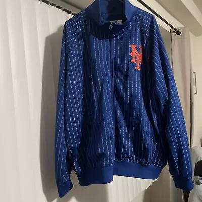 New York Mets Urban Pinstripes Full Zip Jacket XXL Embroidered Logos Blue MLB • $49