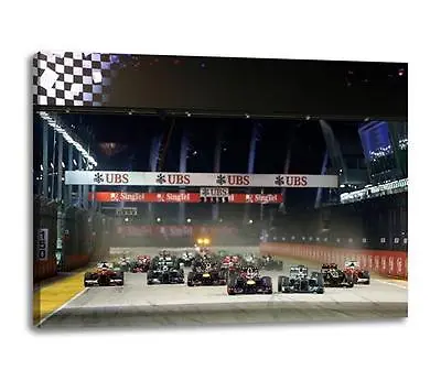 FORMULA ONE SINGAPORE NIGHT RACE F1 CANVAS Art Poster Print Photo  30x 20 CANVAS • £29.97