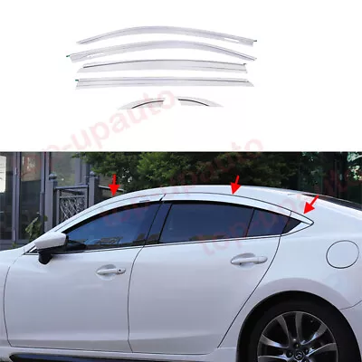 For 2014-2021 Mazda 6 Chrome Door Window Visor Vent Shades Sun Rain Guard 6PCS • $161.54