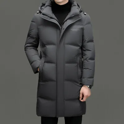 Men's Long Down Jacket New Casual Hooded 90%duck Down Thickened Warm Overcoats • $142.19