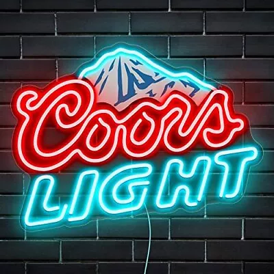 Beer Neon Sign LED Neon Beer Bar Signs Man Cave Decor Beer Logo Sign Mountain • $49.05