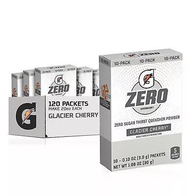 GATORADE G ZERO Glacier Cherry  SUGAR FREE 10 Single Packets 1 Box POWDER STICKS • $6.99