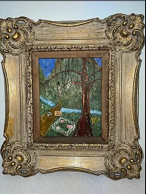 Authentic The Tree Original Signed Ely Moses Black Americana Folk Art Painting  • $5800