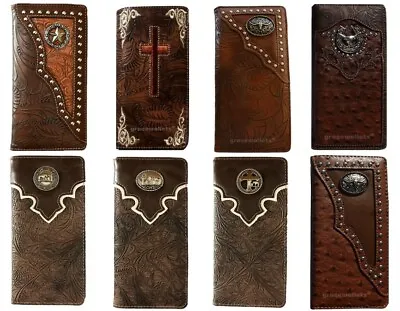 Cross Praying Cowboy Longhorn Star Men Western Wallets Bifold Check Book Style • $12.99