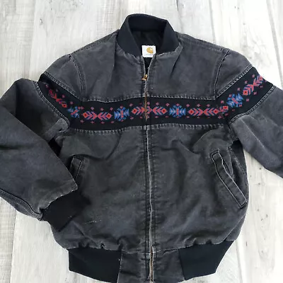 Carhartt Bomber Jacket Vintage Aztec Santa Fe Navajo Black Size Small Some Flaws • $275