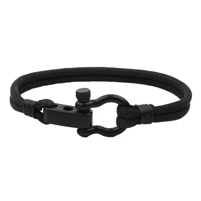 Stainless Steel Shackle Paracord -Black Rope Chain Cord Climbing Jewelry Armband • $12.72