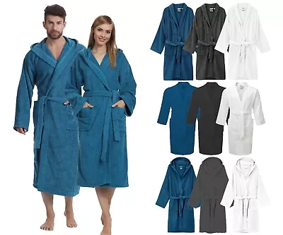 100% Cotton Terry Towel Ladies Bathrobe Men Womens Dressing Gown Soft Bath Robes • £16.99