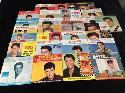 ELVIS PRESLEY 45 LOT OF 28 1960’s SINGLES & PICTURE SLEEVES VG TO VG+ MID-GRADE • $112