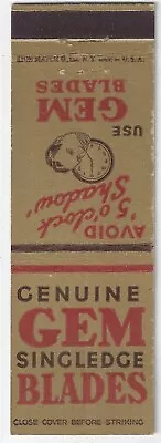 Genuine GEM Singledge Blades FS Empty Matchcover • $5.20