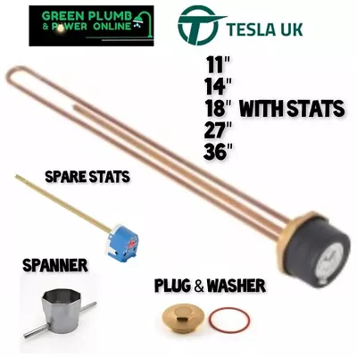 Tesla Copper Immersion Heater 11  14  18  27  36  Thermostat Plug Spanner • £10.79