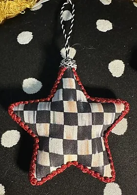 Mackenzie Childs Star Material/ Resin Ornament Courtly Check/ Tartan - 2 Sides • $17.50