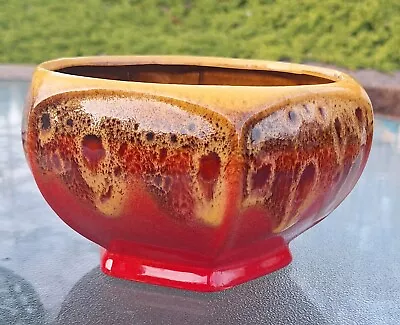 Vintage Teleflora Gift Planter Red & Yellow Glazed • $15