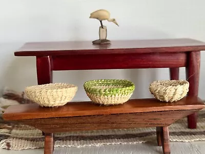 3 Chambira Dollhouse Miniature Handwoven Amazon Rainforest Baskets Natural Green • $2.25