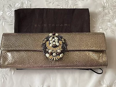 Gorgeous Elie Tahari Metallic  Clutch With Natural Gemstones • $40.99