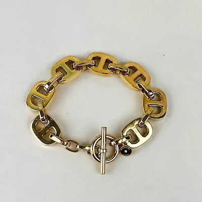 Michael Kors Authentic Gold Tone Signature Chain Link Bracelet Jewelry MK Classy • $45.99