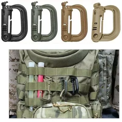 5/10pcs D-ring Carabiner Tactical Buckle MOLLE Locking Webbing Hook Loop Clip • $10.99