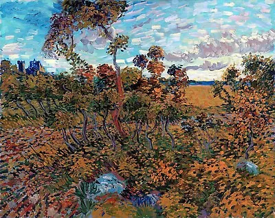 Sunset At Montmajour Painting By Vincent Van Gogh Reproduction • $59.99