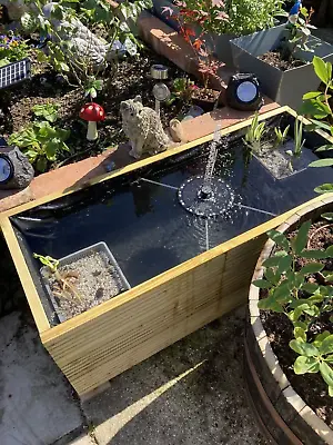 Raised Garden Pond Wooden Water Feature 100x40x39h Cm Ready To Use Garden Gift • £135