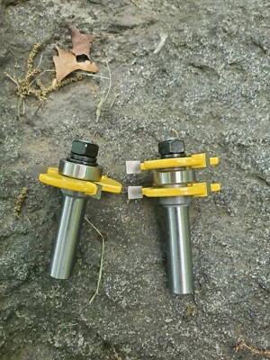 $13.49 • Buy 2pcs Tongue And Groove Router Bit 3 Teeth T Shape 1/2  Shank Wood 1/4  Cutter