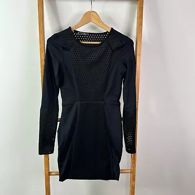 Kookai Dress Womens 1 Black Long Sleeve Mini Pencil Mesh • $22.95