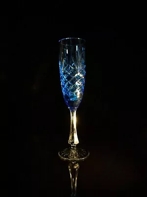 Faberge Odessa Sky Blue Champagne Flute 9 3/8  H By 2 1/8  At Rim • $232.75