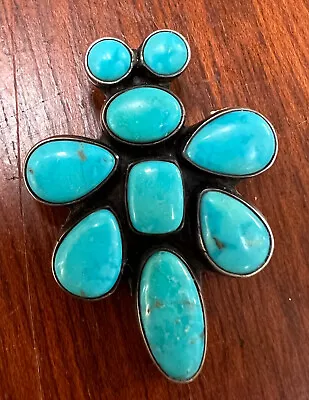 Vintage Native American Turquoise And Sterling Silver Bug Pin/pendant Excellent • $175