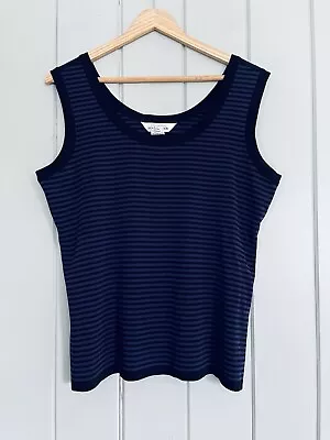 Exclusively Misook Sleeveless Tank Top XL Shell Black Purple Stripe Scoop Neck • $29.95