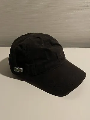 Lacoste Hat Cap Mens One Size Black Adjustable Strapback Logo Adults Sports • $25