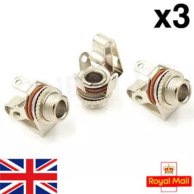 3x 3.5mm Female Sockets Chassis Panel Mount Jack - Mono - High Quality (3pcs) • £3.49