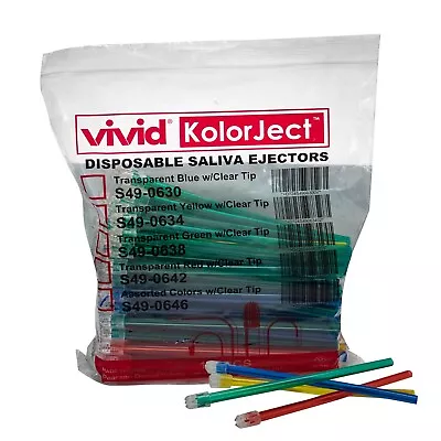 100 ASSORTED Dental Saliva Ejectors Ejector Disposable Suction Tips (1 Bag) • $8.79