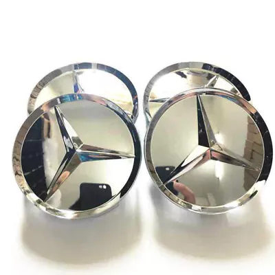 Set Of 4 75mm Wheel Center Caps Hubcaps Emblem Chrome Silver For Mercedes Benz • $12.29