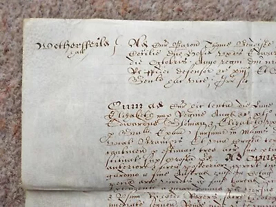 1616 Wethersfield Essex Hand Written 17th Century Latin Vellum Deed Document • $80.82