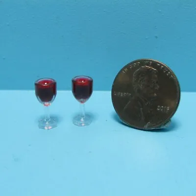 Dollhouse Miniature Glass Of Rose Wine Set Of 2 B0304 • $2.69