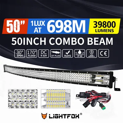 Lightfox 50inch Osram LED Light Bar Curved Combo Beam Driving Offroad 4x4 52  • $149.95