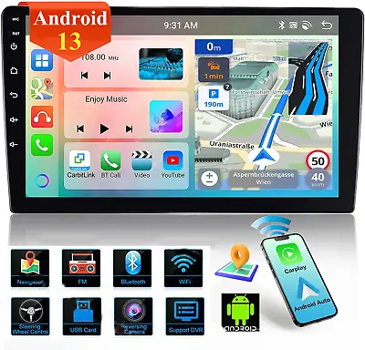 10.1'' Android 13 Double 2 Din Car Radio GPS WIFI BT Carplay Touch Screen Stereo • $72.59